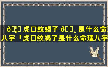 🦅 虎口纹蝎子 🌸 是什么命理八字「虎口纹蝎子是什么命理八字图片」